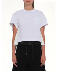 Sacai - Light Weight Denim X Poplin Jersey T-Shirt - Lyst