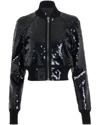 Rick Owens - Cropped Flight Embroidered Bomber Jacket, Long Sleeves, , 100% Polyester - Lyst