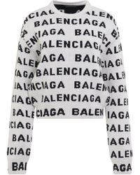 Balenciaga - Allover Logo Horizontal Cropped Sweater - Lyst