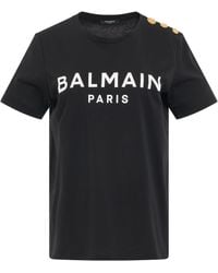 Balmain - Flocked Paris T-shirt - Lyst