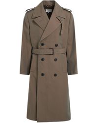 Maison Margiela - Double Breasted Trench Coat, Long Sleeves, , 100% Viscose - Lyst