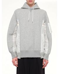 Sacai - Sponge Sweat X Nylon Twill Hoodie - Lyst