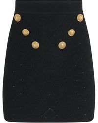Balmain - High Waisted 6 Button Knit Skirt, , 100% Polyester - Lyst