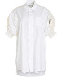 Sacai - Cotton Poplin X Nylon Twill Dress In Off White - Lyst