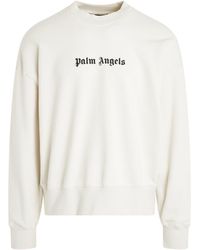 Palm Angels - Logo Crewneck Sweater, Long Sleeves, Off, 100% Cotton - Lyst