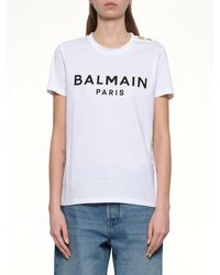 Balmain - Flocked Paris T-shirt - Lyst