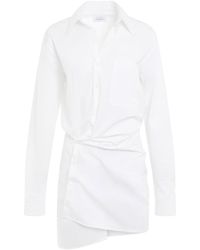 Off-White c/o Virgil Abloh - Off- Poplin Twist Shirt Dress, Long Sleeves, 100% Cotton - Lyst