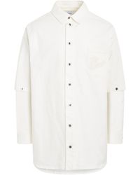 Off-White c/o Virgil Abloh - '90'Logo Adjustable Sleeve Denim Overshirt, Long Sleeves, Raw, 100% Cotton, Size: Small - Lyst
