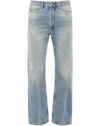 Palm Angels - Monogram Embroidered Loose 5 Pockets Denim Jeans, Light, 100% Cotton - Lyst
