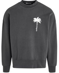 Palm Angels - 'The Palm Gd Crewneck Sweater, Long Sleeves, Dark, 100% Cotton, Size: Small - Lyst