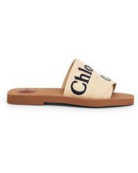 Chloé - Sabot Woody Flat Sandals, , 100% Leather - Lyst
