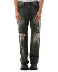 we11done - Distressed Denim Trousers, 100% Cotton, Size: Medium - Lyst