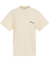 Balenciaga - Back Logo Medium Fit T-Shirt, Round Neck, Short Sleeves, Cream/, 100% Cotton - Lyst