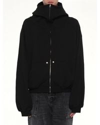 we11done - Snap-Detail Jersey Zip-Up Hoodie - Lyst