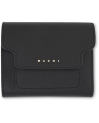 Marni - Logo Squared Flap Wallet, , 100% Cotton - Lyst