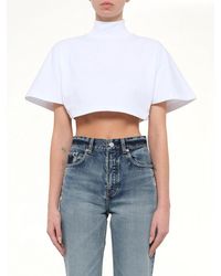 Alaïa - Cotton Jersey Highneck T-Shirt - Lyst