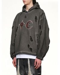 THUG CLUB Sprayed Camoflage Rock Hoodie, 100% Leather in Gray for