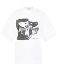 Alexander McQueen - Ghost Orchid T-Shirt, Short Sleeves, , 100% Cotton - Lyst