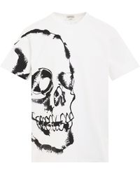 Alexander McQueen - Watercolour Skull T-Shirt, Short Sleeves, /, 100% Cotton, Size: Large - Lyst