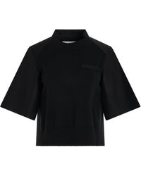 Sacai - X Cotton Gabardine X Knit Pullover, Short Sleeves, , 100% Cotton - Lyst