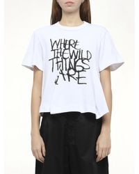 Sacai - Where The Wild Things Are Cotton Jersey T-Shirt, 100% Cotton - Lyst