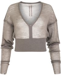 Rick Owens - Long Sleeve V Knit Sweater, , 100% New Wool - Lyst
