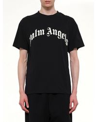 Palm Angels - Curved Logo Regular T-Shirt - Lyst