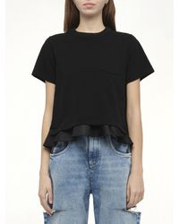 Sacai - X Nylon Twill X Cotton Jersey T-Shirt, 100% Cotton - Lyst