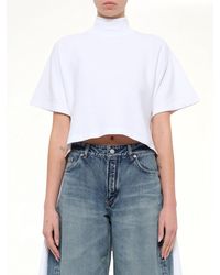 Alaïa - Cotton Jersey Asymmetric T-Shirt - Lyst