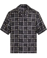 Amiri - Charm Check Bowling Shirt, Short Sleeves, , 100% Silk, Size: Medium - Lyst
