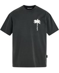 Palm Angels - The Palm Gd T-Shirt, Short Sleeves, Dark, 100% Cotton, Size: Medium - Lyst