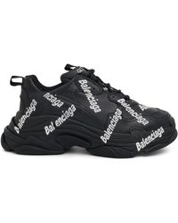 Balenciaga - Triple S Logotype Sneaker In Black/white - Lyst