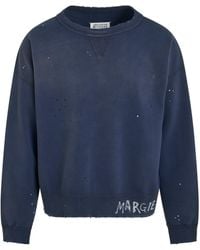 Maison Margiela - 'Open Neck Logo Sweatshirt, Round Neck, Long Sleeves, Washed, 100% Cotton, Size: Small - Lyst