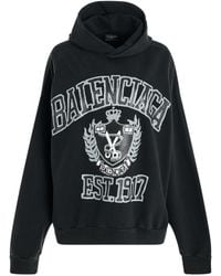 Balenciaga - 'Diy College Vintage Hoodie, Long Sleeves, Washed/, 100% Cotton, Size: Small - Lyst