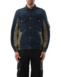 Sacai - Denim Nylon Twill Jacket, Long Sleeves, 100% Cotton - Lyst