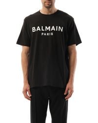 Balmain - Print Reg Fit T-Shirt, Round Neck, Short Sleeves, 100% Cotton, Size: Medium - Lyst