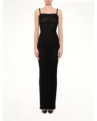 Balmain - Thin Straps Velvet Monogram Long Dress - Lyst
