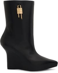 Givenchy - G Lock Wedge Low Box Leather Boots, , 100% Leather - Lyst