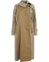 Sacai - Panelled Cotton Gabardine Coat, Long Sleeves, 100% Cupro - Lyst