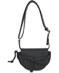 Loewe - Mini Gate Dual Bag In Soft Calfskin And Jacquard Strap In Black - Lyst