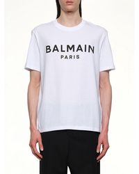 Balmain - Logo Printed Straight Fit T-Shirt - Lyst