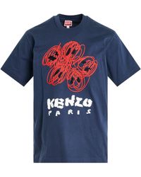 KENZO - 'Drawn Varsity Classic T-Shirt, Short Sleeves, Midnight, 100% Cotton, Size: Small - Lyst