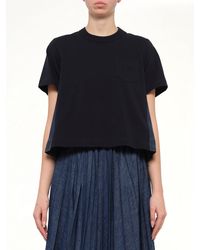Sacai - Denim X Cotton Jersey T-Shirt - Lyst