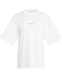 Marni - Small Logo Relax T-Shirt, Round Neck, Short Sleeves, , 100% Cotton - Lyst
