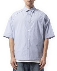 Juun.J - Stripe Cotton Short Sleeve Shirt, 100% Cotton - Lyst