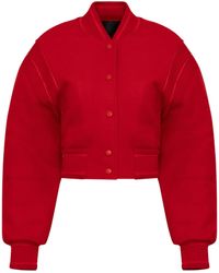 Givenchy Cropped Varsity Bomber Jacket In Red