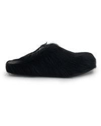 Marni - Fussbett Long Hair Calfskin Sabot Sandals, 100% Rubber - Lyst