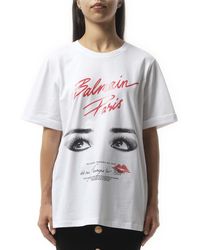 Balmain - Paris Eyes Print T-Shirt, Short Sleeves, 100% Organic Cotton - Lyst