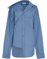 Balenciaga - Twisted Shirt, Long Sleeves, Sky, 100% Cotton - Lyst