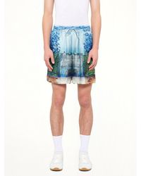 CASABLANCA - Trompe L'Oeil Silk Shorts - Lyst